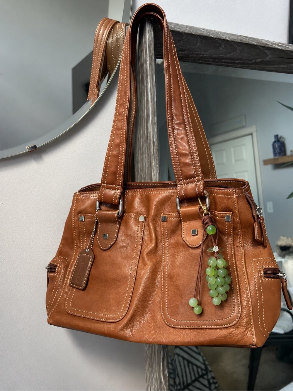 Vintage Y2K Genuine Leather Cognac Brown Shoulder Bag 🤎